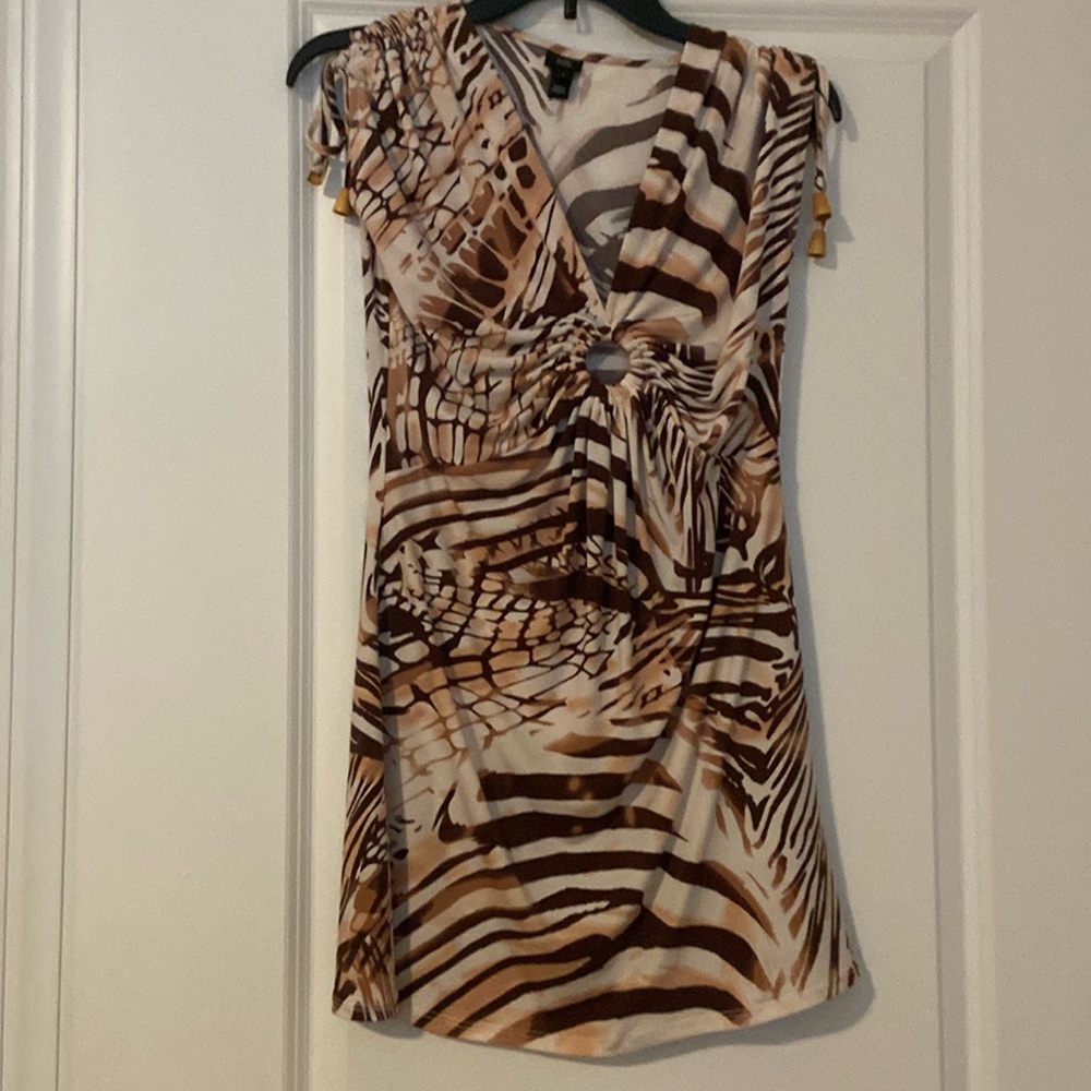 Animal print, mini dress with keyhole center